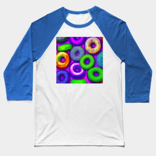 Colorful Donuts Purple Baseball T-Shirt